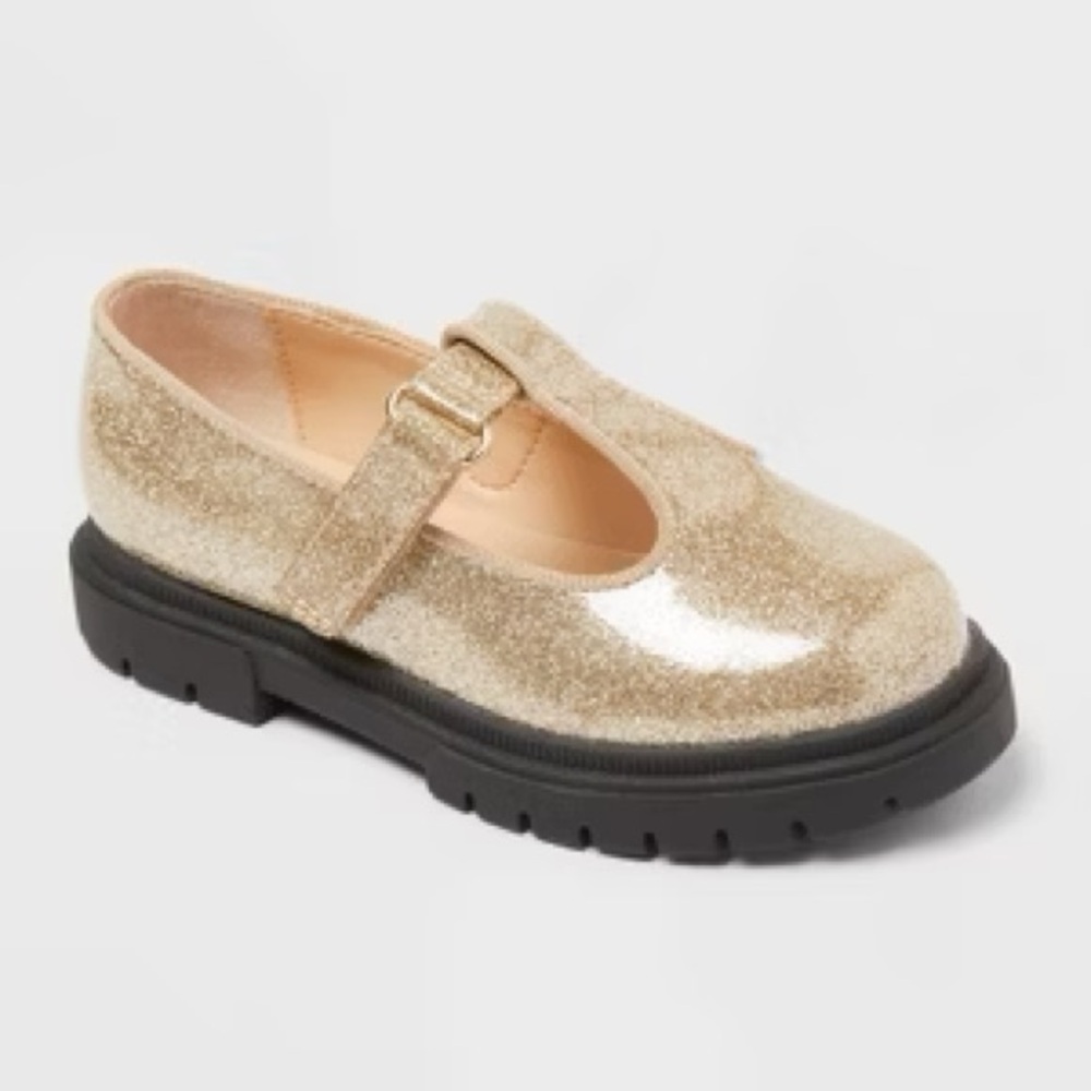 Cat & Jack Glittery Gold Dress Shoes EASTER